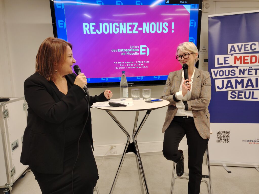 Hélène Schrub (à droite) a répondu aux questions de l'UE 57 lors d'un afterwork organisé par l'organisation patronale.