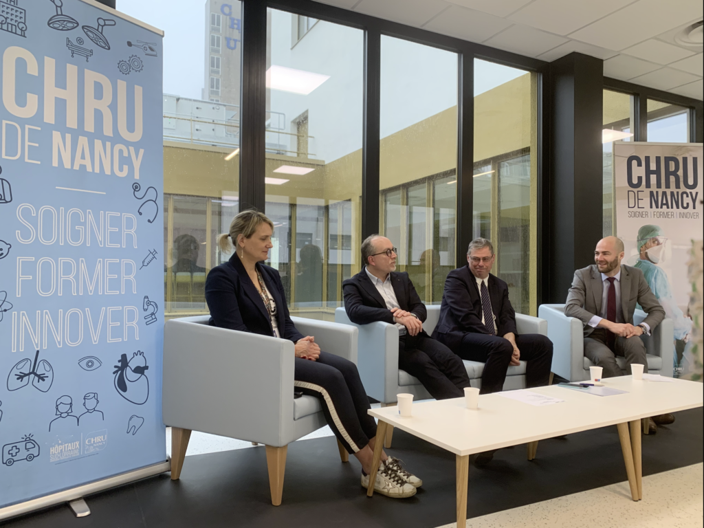 Entouré des professeurs Fabienne Ligier et Stéphane Zuily - vice-doyenne et doyen de la faculté de Médecine, Maïeutique et métiers de la Santé de Nancy - et d'Arnaud Vanesse, directeur général du CHRU, le professeur Marc Debouverie a rappelé nécessité de se faire vacciner contre la grippe. En Lorraine le pic épidémique est attendu entre le 15 et le 20 janvier et les hôpitaux sont déjà saturés.